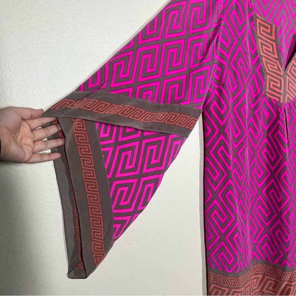 Alice & Trixie Womens Pink Orange Geometric Print Silk Tunic Top Size Small - Picture 5 of 9